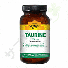 タウリン500mg with ビタミンB6入り 100錠 1本 | (Country Life)Taurine Caps, 500mg, 100 Veggie Caps